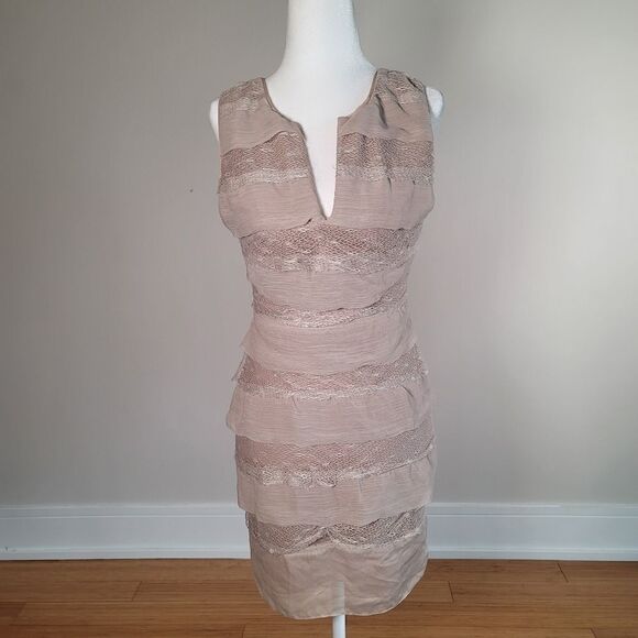 BCBGMaxAzria Tiered Lace Sheer back Dress size 0 - Picture 1 of 14